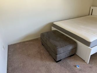 Moving!!! Grey Microfiber Rectangular Ottoman