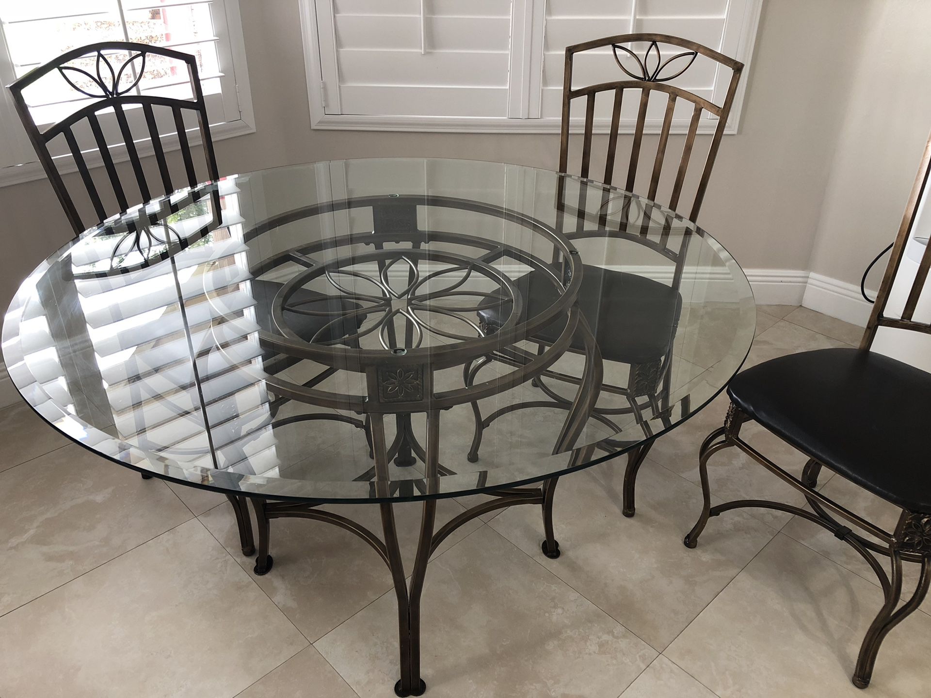 Glass and iron table