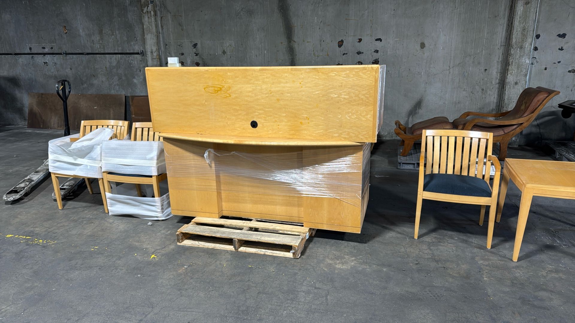 8 Pc. Office desk and related furniture
