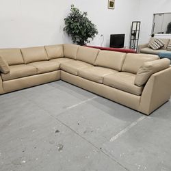 Large Brown Faux Leather Sectional – Comfortable & Affordable