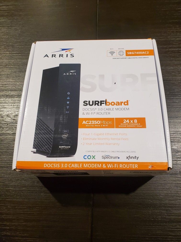 ARRIS SURFboard SBG7400AC2 DOCSIS 3.0 Cable Modem & AC2350 Wi-Fi Router