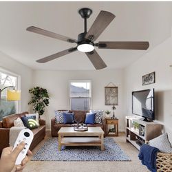 52 inch Modern Ceiling Fans with Lights APP/Remote Control, Low Profile Reversible 6 Speeds Dimmable Ceiling Fan Light for Indoor/Outdoor Bedroom Livi