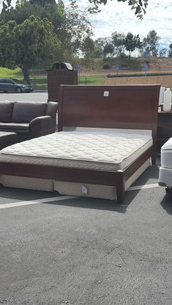Queen Bed Frame with Mattress and 2 Box Spring