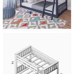 Max & Lily Twin Over Twin Low Bunk Bed with Ladder