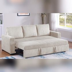 Beige cudruoy pullout sofa 