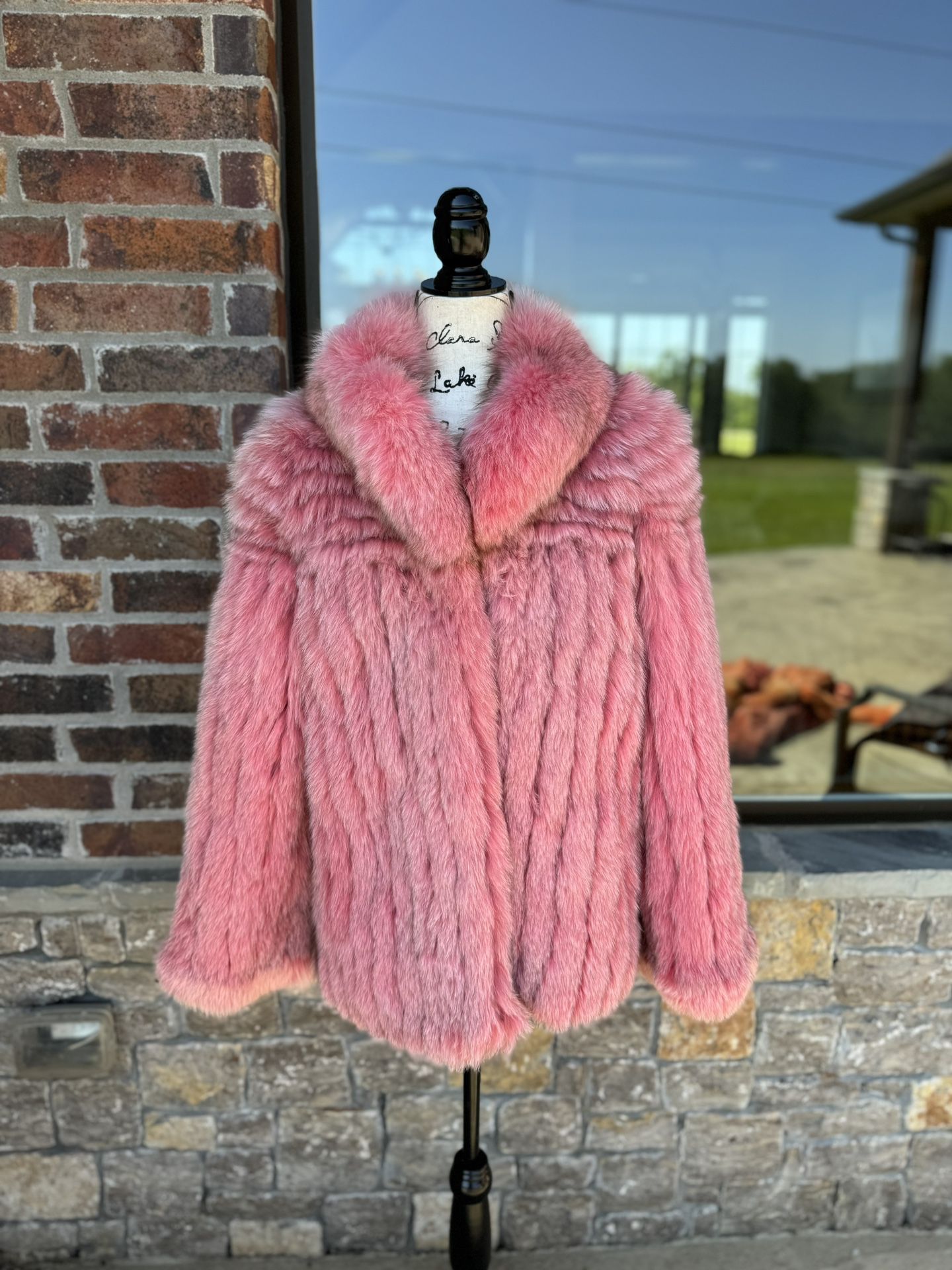 Pink Fox Fur Jacket Women’s 8/10 Medium Real Genuine Fur