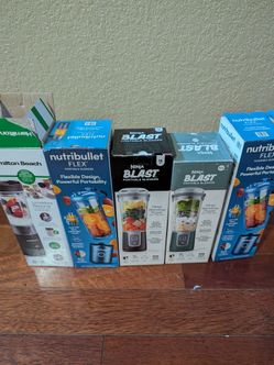 Lot of 5 Portable Blenders – Ninja, NutriBullet, Hamilton Beach