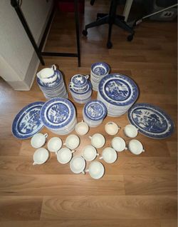 English Blue Willow China Set - 100+ Pieces
