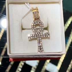 10k Diamond Ankh Cross