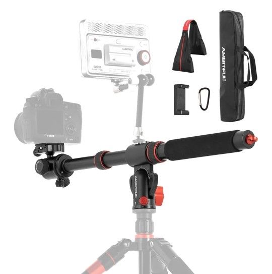 AMBITFUL 42"/106cm Aluminum Tripod Extension Arm - Aluminum Alloy 360° Rotatable Horizontal Tripod Center Axis Adjustable Extension Boom Arm for Camer