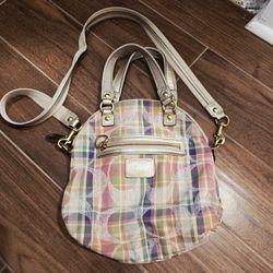 COACH Pink Poppy Plaid Satchel