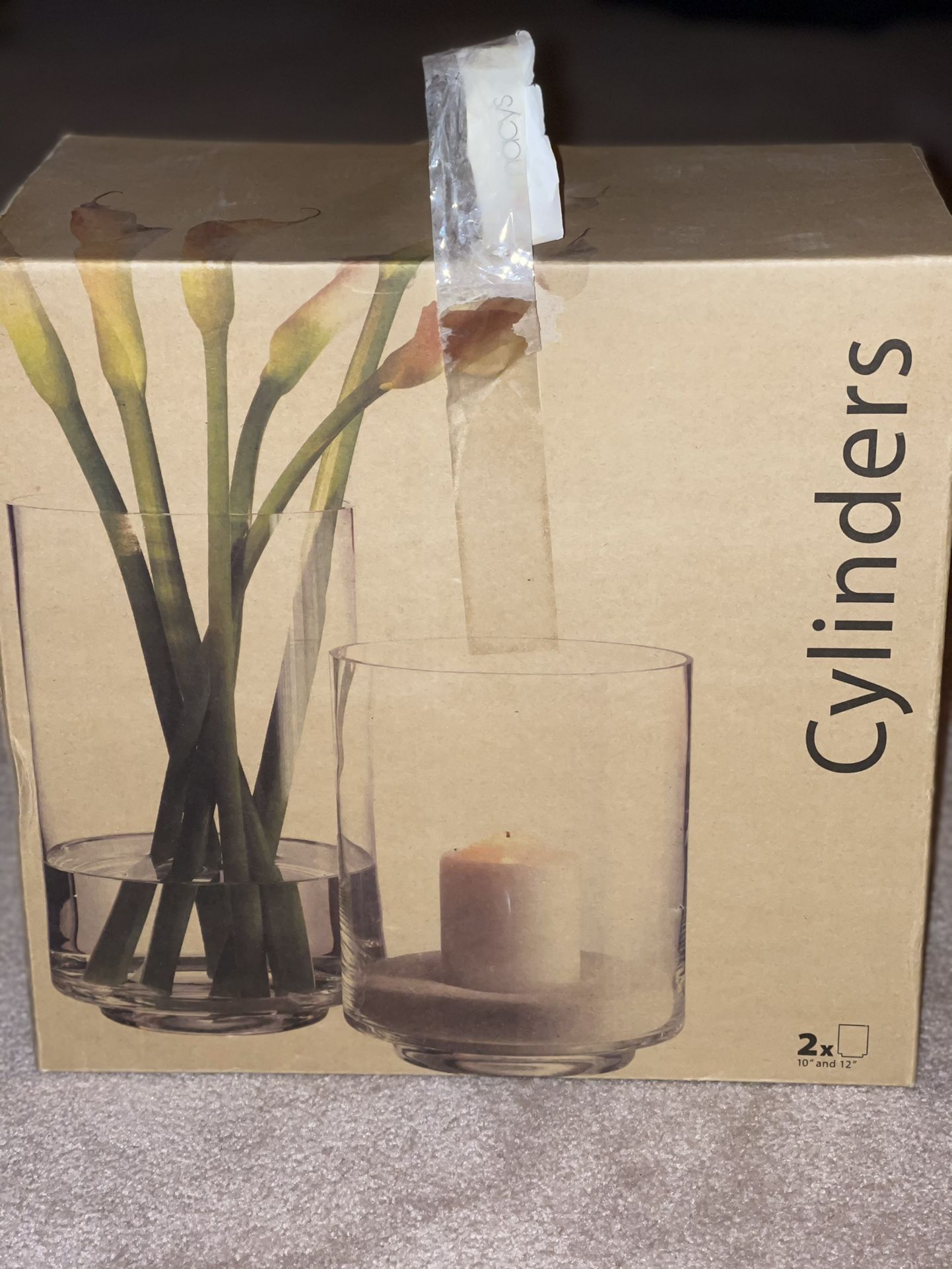 LARGE GLASS CYLINDER VASES / CANDLEHOLDER