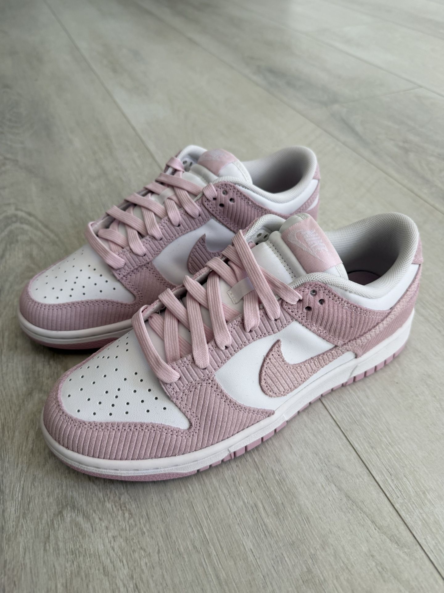 pink corduroy nike dunk lows