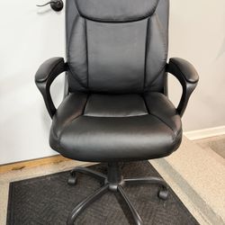 Brand New Black Vegan Leather Tall Back Height Adjustable Reclining Office Chair 