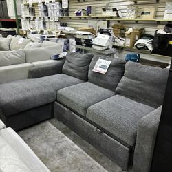 Lucille Area Fabric Sleeper Sofa with Reversible Chaise and Storage