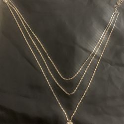 Beautiful Gold  Plates Three Layered Heart Necklace 