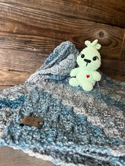 BUNDLE Crochet Baby Blanket with Mini Grouchy Stuffie