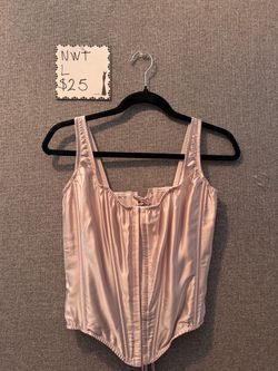 Victoria secret Pink Satin Corset Crop Top Size Large
