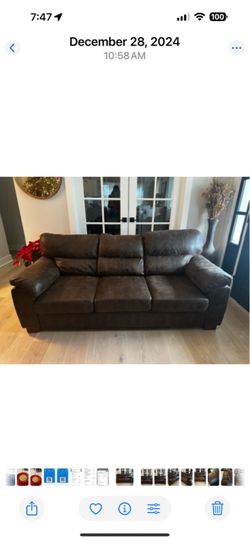 Dark Brown Faux Leather 3-Seat Sofa