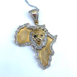 10Kt Yellow Gold Diamond Africa Pendant 11.10g I-1555