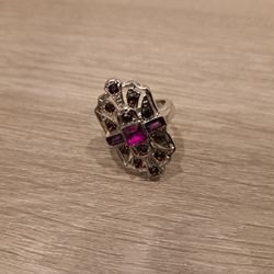 Art Deco Purple Rhinestone ting sz 7