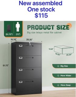 😀 4 Drawer File Cabinets with Lock,Metal Lateral Filing Storage Cabinet Printer Stand,Black Steel Home Office Cabinet for Hanging Files Letter/Legal/
