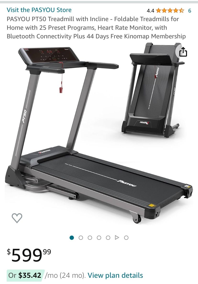 PASYOU PT50 Treadmill with Incline - Foldable Treadmills for Home with 25 Preset Programs, Heart Rate Monitor, with Bluetooth Connectivity Plus 44 Day