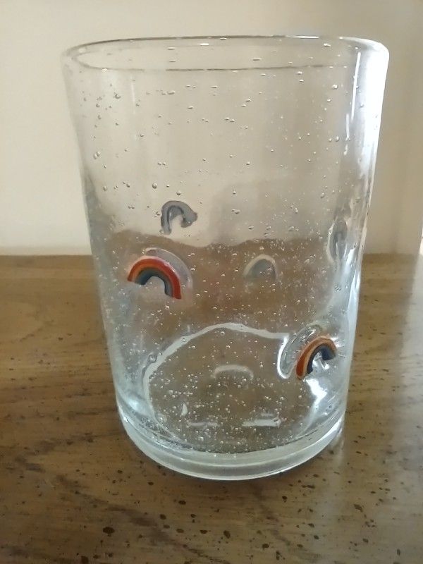 Beautiful bubble glass rainbow vase / container