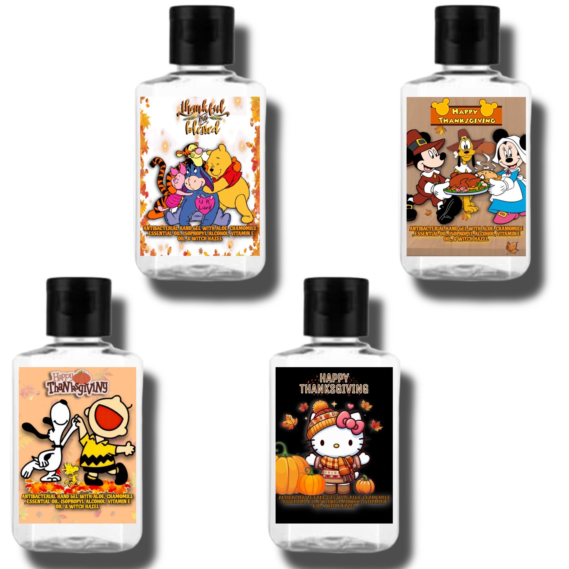 Thanksgiving Themed Cartoon Characters Hand Sanitizers
