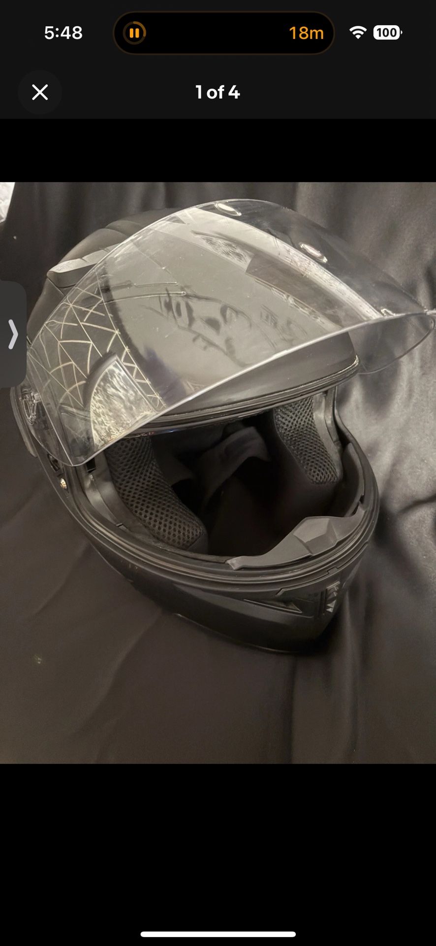 An Unused Motorcycle Helmet. DOT approved