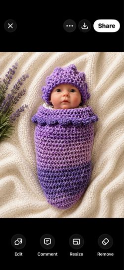 Handmade crochet baby swaddle, cocoon