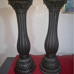 Pair of Wooden Candle Holders