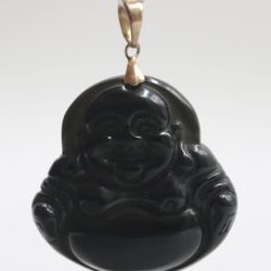 10K Yellow Gold Black Jade Buddha Charm (7.8 Grams)