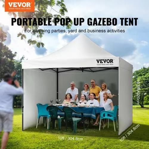 642#10x10 FT Pop up Canopy with Removable Sidewalls, Instant Canopies Portable Gazebo & Wheeled Bag, UV Resistant Waterproof, Enclosed Canopy Tent for