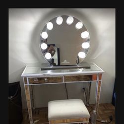 Impressions Lighted Mirror w/Vanity And Stool