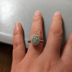 14k White Gold Engagement Ring, Size 5
