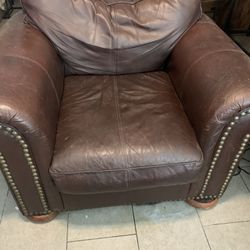 Brown Leather Couch And Chair