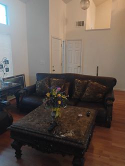 Couches and chairs available real leather comes with pillows am