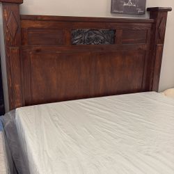 Solid Wood Queen Bed W Mattress