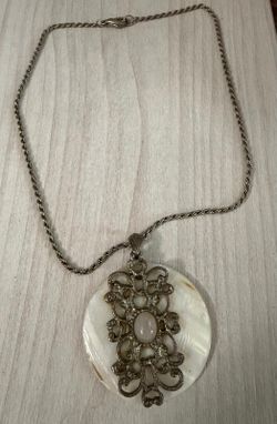 Cadena Stainlend dije nácar piedra joyería antigua