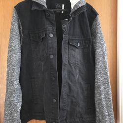 Men's Denim Trucker Large Jacket New Black Gray