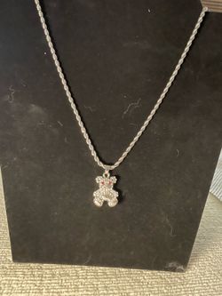 Stirling silver teddy bear necklace