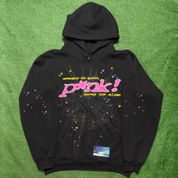 Sp5der P*nk Hoodie Black Large