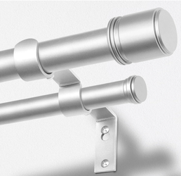 Double Curtain Rods for Windows 72 to 144 Inch, 1" Diameter, Silver