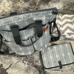 Diaper Bag, Changing Pad and Car Seat Cover 