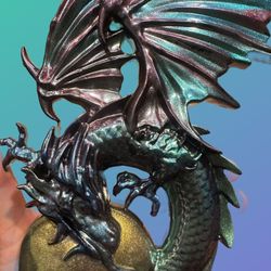 Hand Crafted Resin Skull And Dragon Design