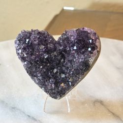 2.5" Approximately Druzy Amethyst Heart Quartz Crystal 