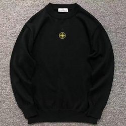 Stone Island Yellow Embroidered Print Black Hoodie