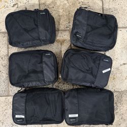 Set Of 6 Trade Show Table Cloths, All Black, Each In A Packing Cube