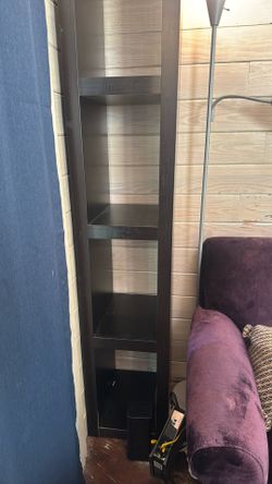 2 Standing Slim Shelves, Dark Brown, Approx 6ft Tall